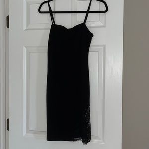 Black bodycon dress with lace detailing - medium